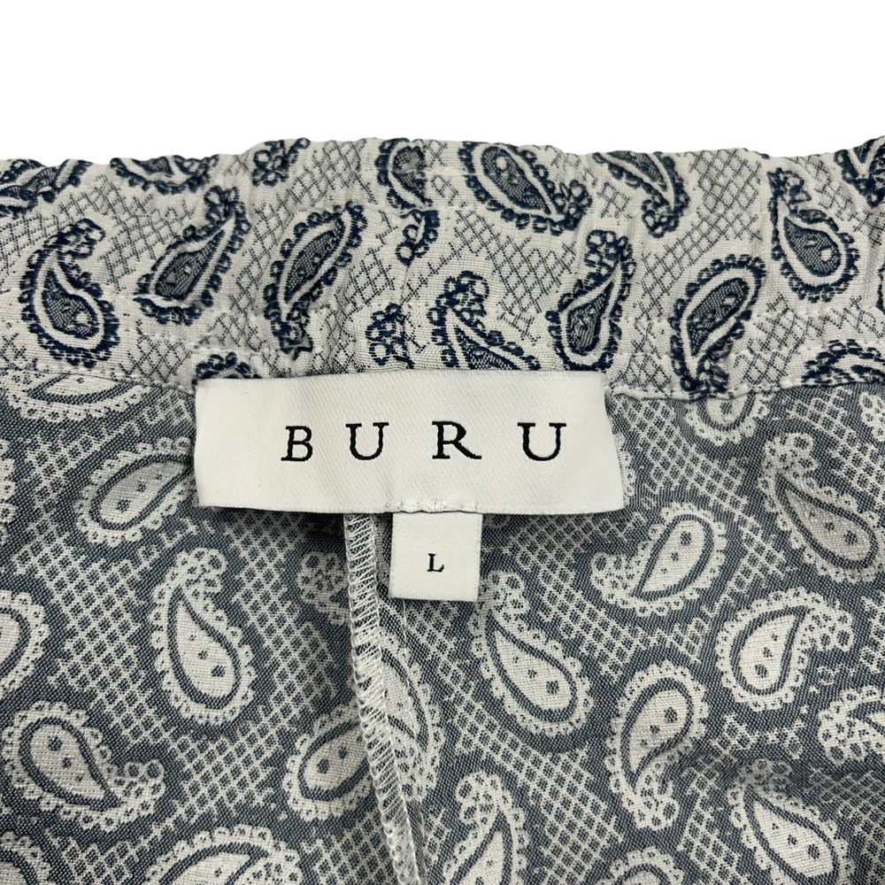 Buru Women's Pants Size Large Blue Paisley Print Cotton Lounge Bootcut Casual - Picture 6 of 10